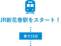 JR新花巻駅をスタート!車で15分